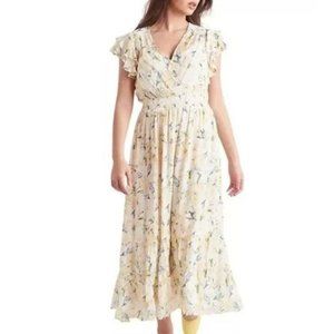 Yellow Floral Wrap Midi Dress - Women's Summer Dress